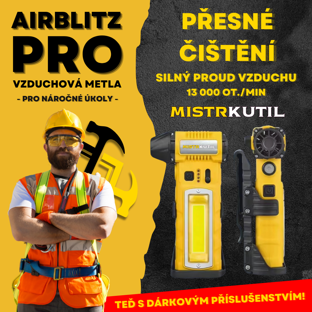 AirBlitz PRO – kompaktní profesionální vzduchová metla