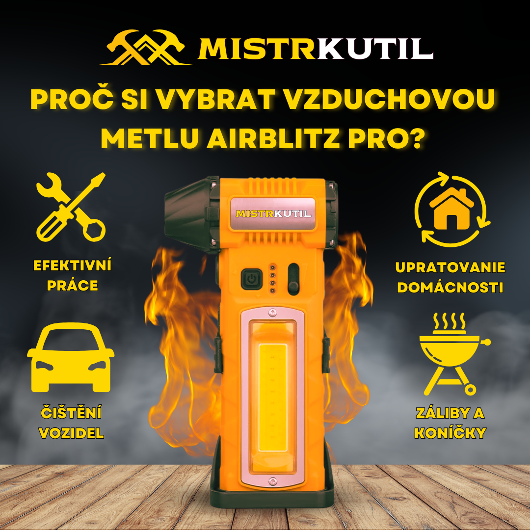 AirBlitz PRO – kompaktní profesionální vzduchová metla